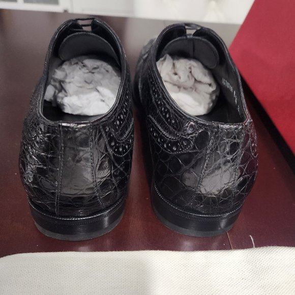 SALVATORE FERRAGAMO Black Crocodile Leather Derby (Black) - Picture 5 of 9